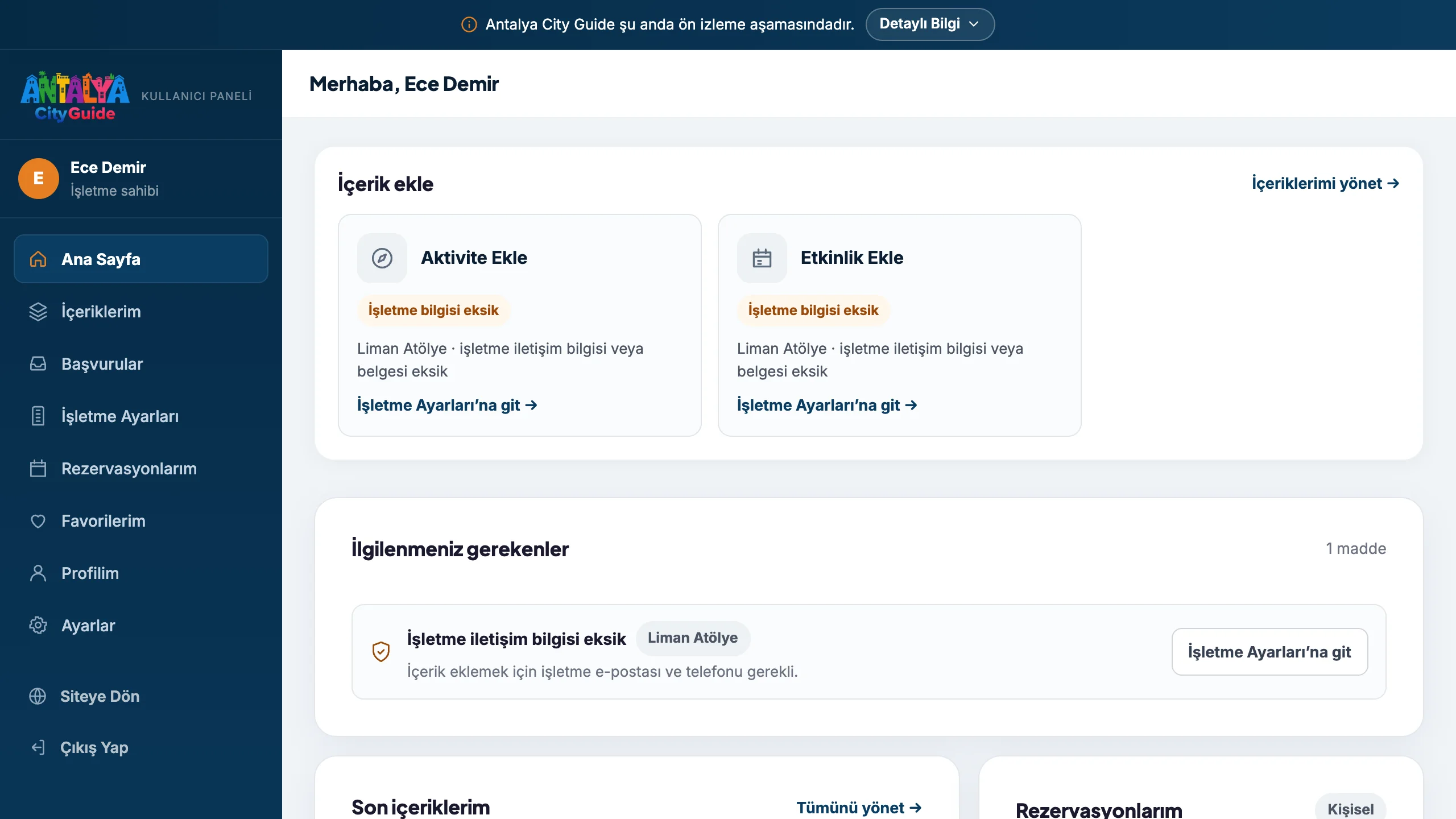 Kullanıcı Paneli
